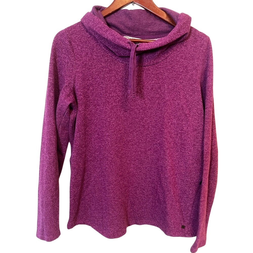 Field & Stream Womens Purple Heathered Cowl Neck Side Zip Sweatshirt Medium